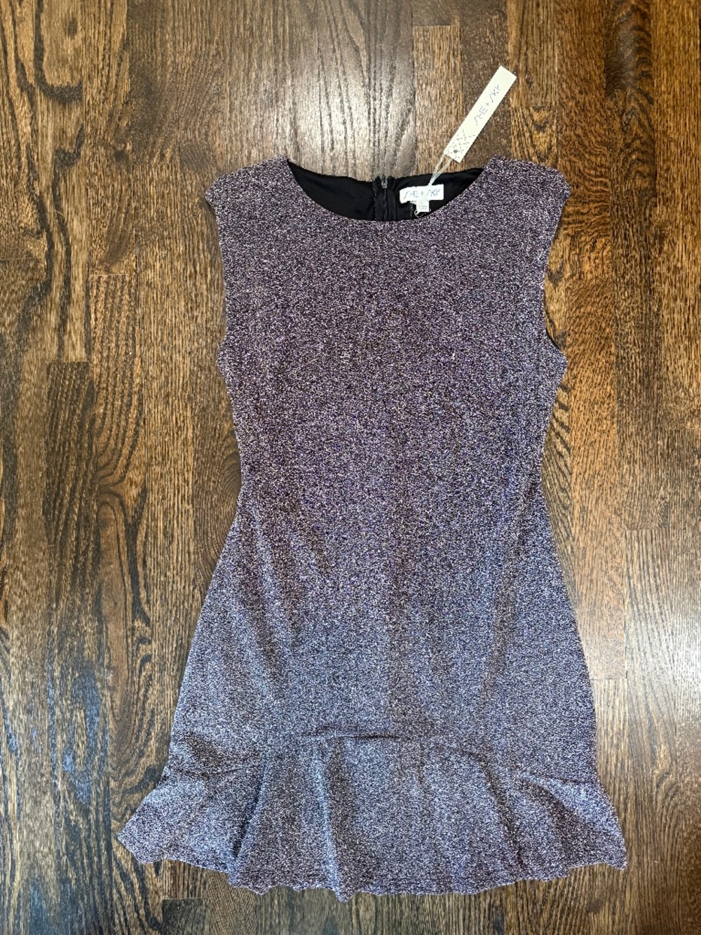 NWT She and Sky Silver Sparkle Sheath Dress with Ruffle Hem
